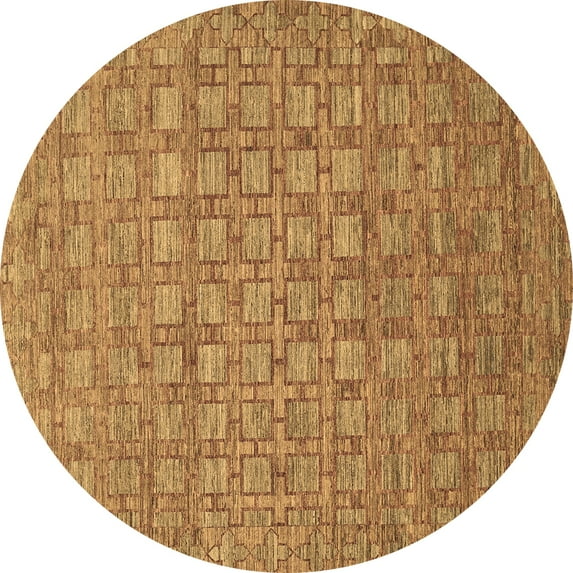 Ahgly Company Indoor Round Abstract Brown Contemporary Area Rugs, 6' Round