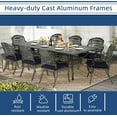 thumbnail image 2 of SOCIALCOMFY 9-Piece Patio Cast Aluminum Dining Set, Outdoor Table and Chairs Set for 8, Includes 94.5" Rectangular Dining Table and 8 Cushioned Chairs with Umbrella Hole for Lawn Garden, Navy Blue, 2 of 7