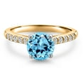 thumbnail image 3 of Gem Stone King 10K Two Tone Gold Swiss Blue Topaz and Lab Grown Diamond Engagement Ring for Women | 1.85 Cttw | Round 7MM | Gemstone November Birthstone | Size 9, 3 of 6