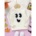 thumbnail image 4 of Toddler Baby Boys Girls Halloween Sweaters Pumpkin Face Long Sleeve Ribbed Knitted Pullover Fall Winter Clothes, 4 of 7