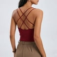 thumbnail image 4 of WEIWEN Tank Tops for Women with Built in Bra Sleeveless Ribbed Cross Spaghetti Strap Camisole Summer Backless Crop Tanks Shirts , XL, 4 of 5