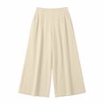 thumbnail image 4 of Womens Stretchy Dress Pants Straight Wide Leg Work Trousers Business Casual Pull On office Slacks Beige S(S), 4 of 5