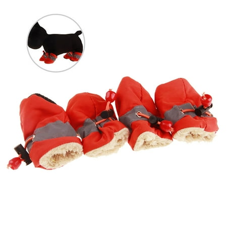 GOOHOCHY Dog Anti-slip Shoes Boots Paws Protector Waterproof Small Red