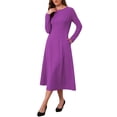 thumbnail image 4 of INSPIRE CHIC Women's Long Sleeve Dress Wedding Guest Formal Cocktail Crewneck A-Line Maxi Dress XL Purple, 4 of 6