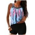 thumbnail image 1 of Trajes de baño bandeau de dos piezas para mujer Camiseta sin mangas de ajuste holgado con pantalones cortos Pompotops ulkah937337, 1 of 9