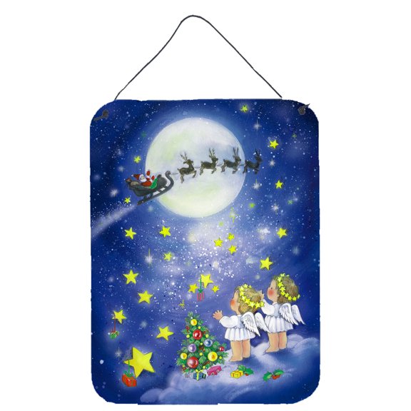 Angels watching Santa Claus Wall or Door Hanging Prints