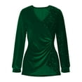 thumbnail image 3 of Uootdi Plus Size Sequin Tops for Women Sparkly Glitter Bow Crewneck Long Sleeve Shirts Evening Party Night Top Going Out Pullover Gift, 3 of 6