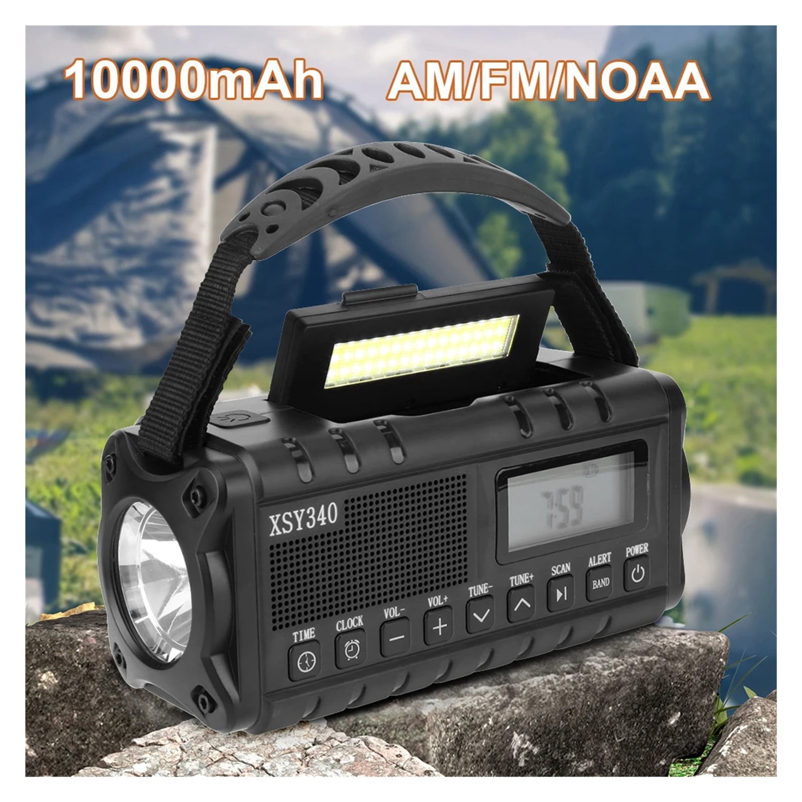 10000mAh Emergency Hand Crank Radio Multifunctional 4 Ways Powered Solar Crank Radio Flashlight Reading Lamp for Outdoor Camping