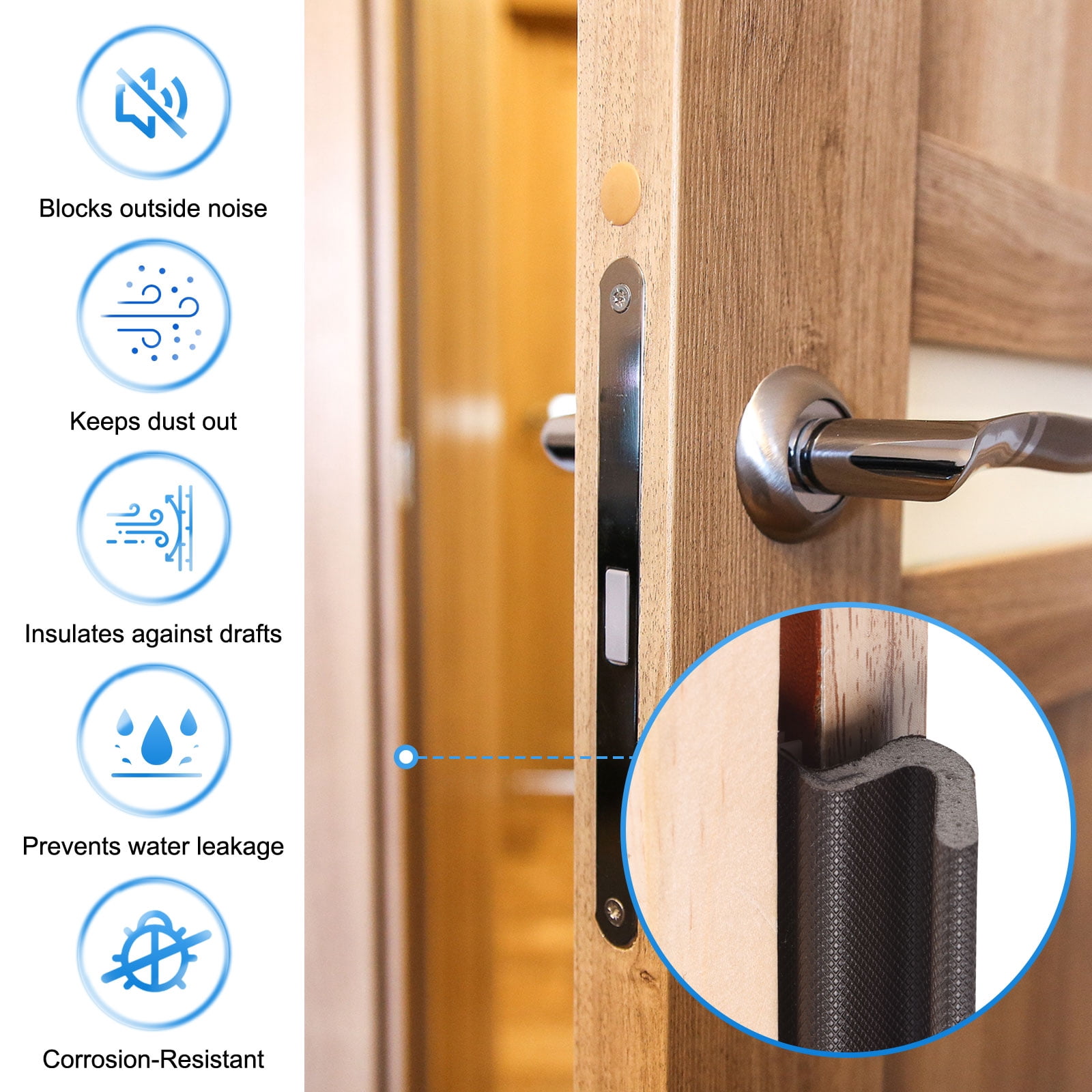 Uxcell Door Weather Stripping, 49.21 ft V-shaped Kerf Front Exterior Door Frame Weather Stripping with 4 Corner Seals for Soundproof Entry Interior Frame Window Gap Filler, Brown/Grey