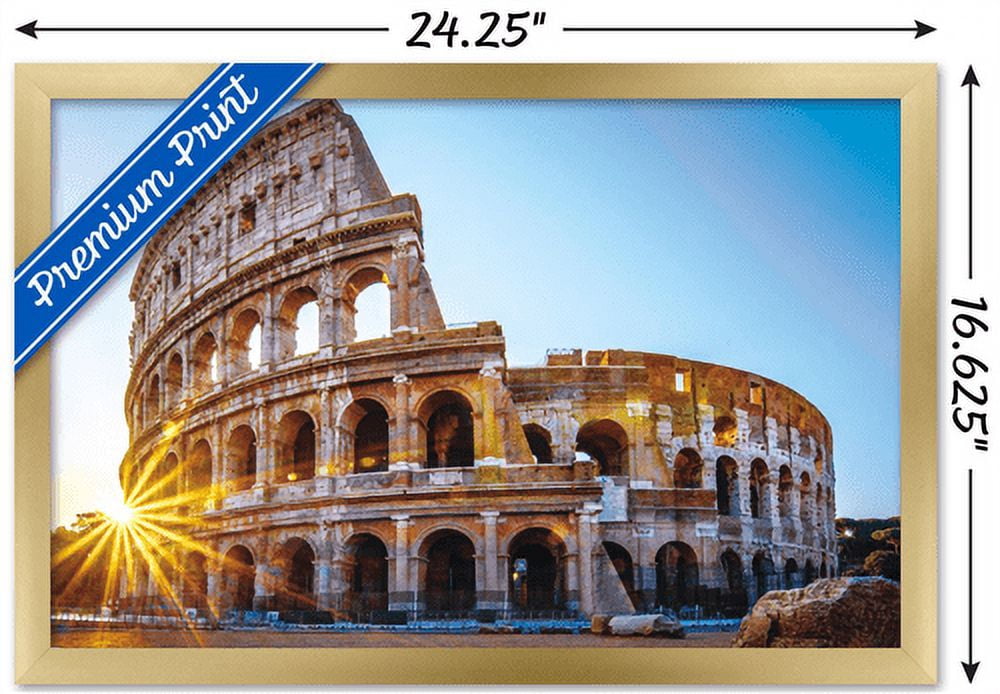 Timeless Visions - Roman Colosseum Wall Poster, 14.725" x 22.375", Framed