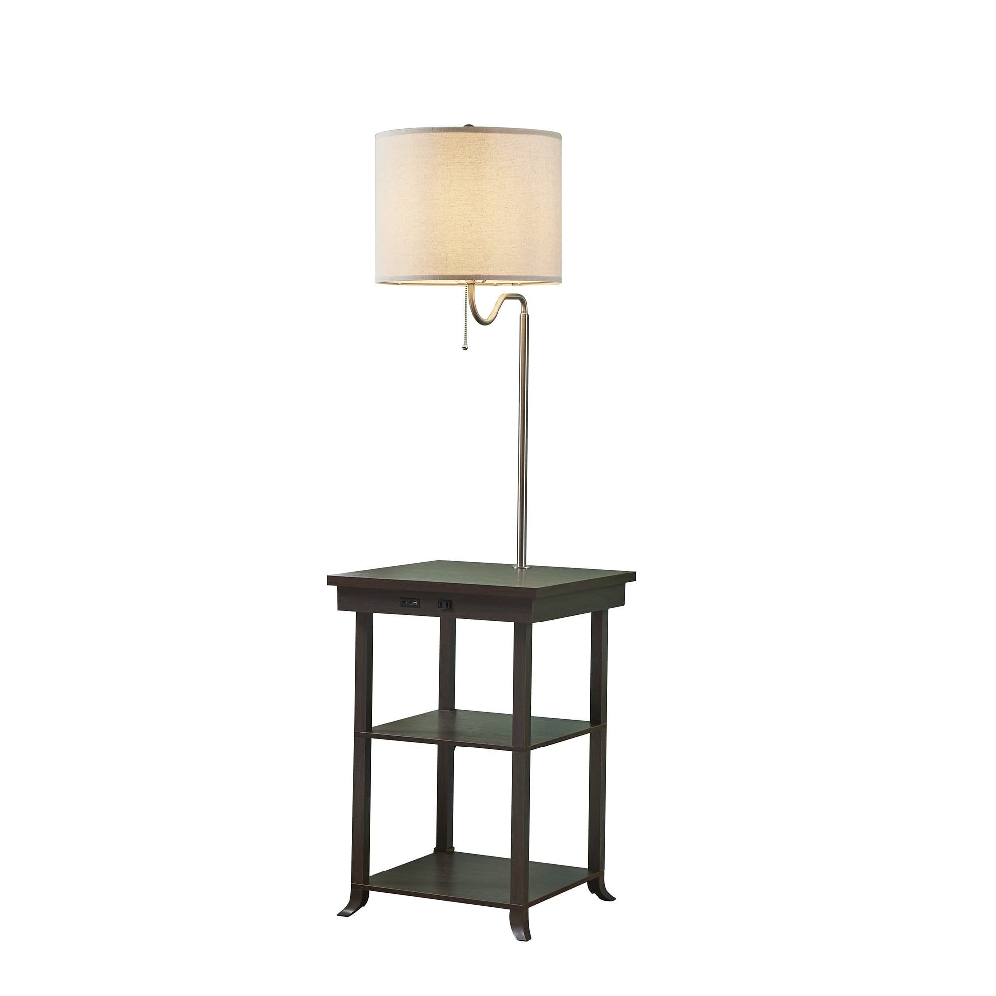 ATAMIN Ava Bedside End Table with Lamp Attached, Floor Lamp With USB