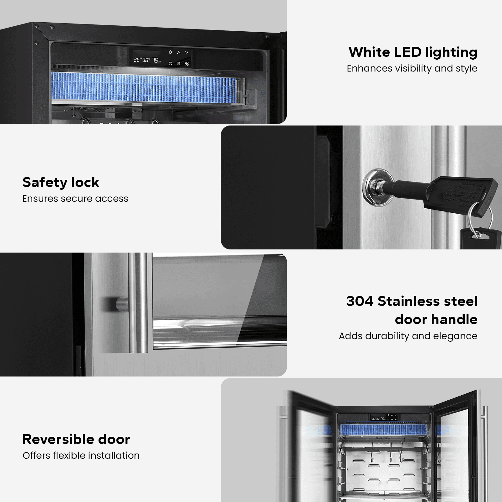 Ca'Lefort Dry Aging Fridge for Steaks, 3.78 cu.ft. Meat Ager Refrigerator for Restaurant/Bar/Kitchen/Home with Dual-Layer LOW-E Glass