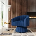 thumbnail image 5 of Techmilly 360° Rotating Velvet Chair, Soft Cushion Round Barrel Luxurious Lounge, Plush Velvet Fabric, for Living Room, Bedroom, Office, Navy blue, 5 of 10