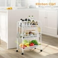 thumbnail image 2 of 4-Tier Rolling Cart, Metal Utility Cart with 3 Hooks, Easy Assemble Mobile Storage Trolley On Wheels, Metal Shelving Units Kitchen Bathroom Laundry Room Black,4-Tier, 2 of 9