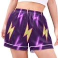 thumbnail image 2 of Women's Satin Pajama Shorts Electric Purple with Pockets, Elastic Waist Sleep Lounge Shorts, 2 of 7