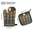 thumbnail image 2 of Yayeee Oven Mitts and Pot Holder Set of 2 Heat Resistant Kitchen Gloves Baking Hot Pad, Beige Halloween Skeleton, 2 of 5
