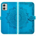 thumbnail image 6 of Asuwish Screen Protector Included Mandala Flower Hard Shell Wallet Cell Phone Case with Tempered Glass Screen Protector for Motorola Moto G53 5G, Blue, 6 of 6