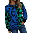 thumbnail image 2 of AOOCHASLIY 2023 Womens Sweater Women's New Leopard Print Long Sleeve Splicing Knitting Pullover Round Neck Sweater Tops, 2 of 5