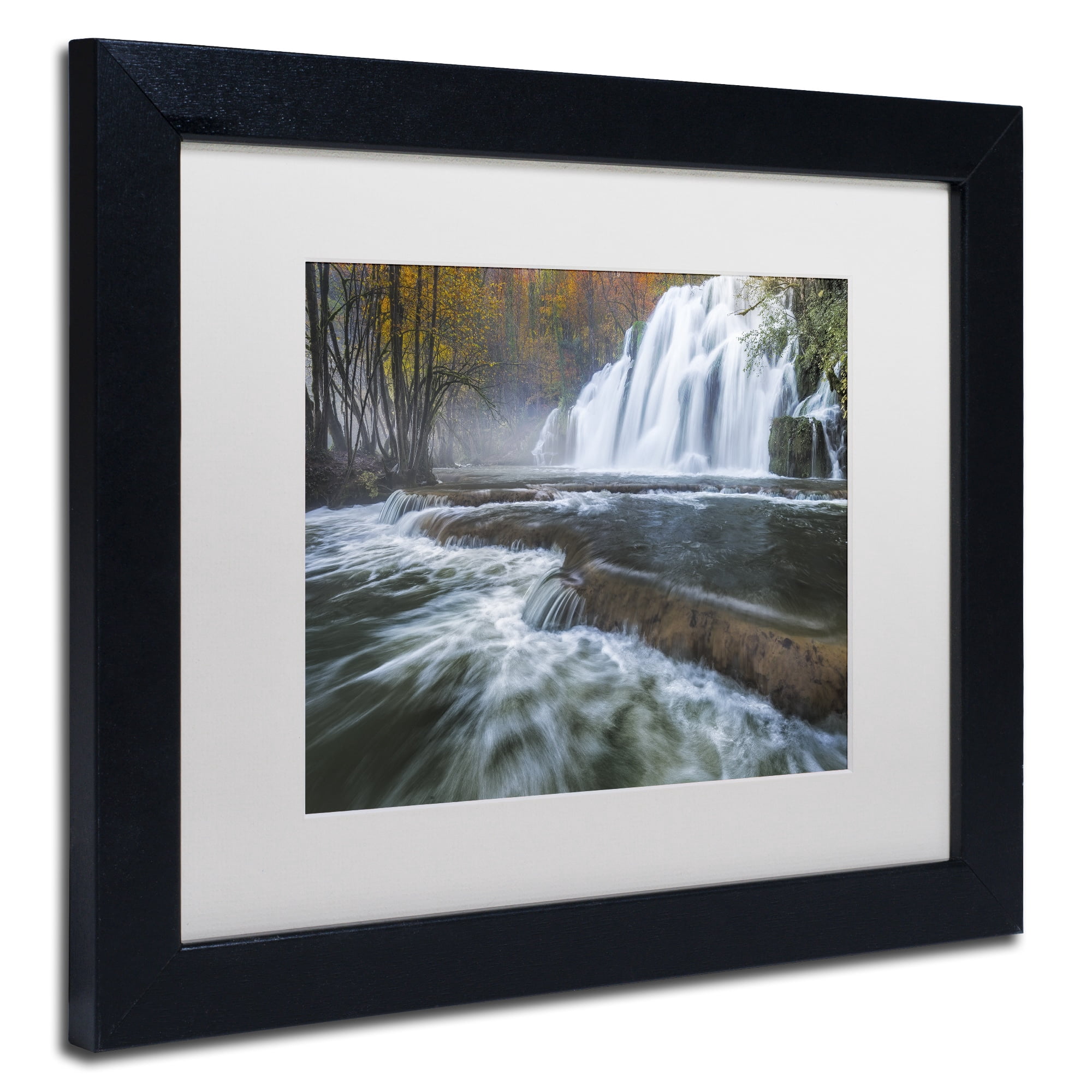 Trademark Fine Art "Waterfalls of Tufs in Jura" Canvas Art by Mathieu Rivrin, White Matte, Black Frame
