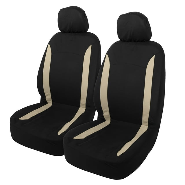4uds Coche Asiento Cubiertas Cabeza Descanso Cubierta Coche Asiento Cubiertas Beige Negro