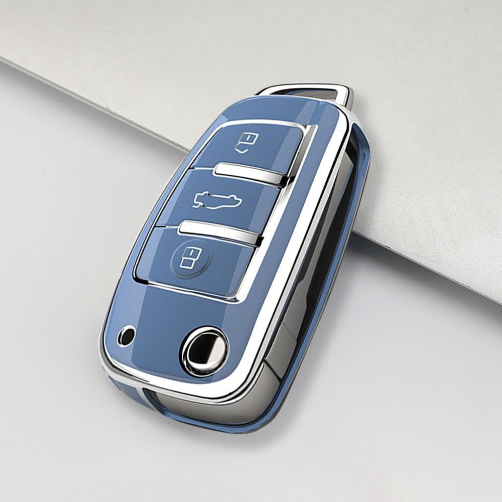 Audi Key Fob Cover Compatible With A1 A3 Q3 Q7 R8 A6L TT 3 Button Smart Remote Key Protector TPU Key Case Remote Key Holder