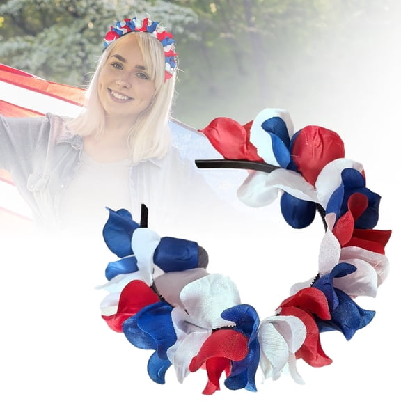 Patriotic Hair Accessories Independence Day Headband Blue White Red Flower Barrettes for Festive Celebrations