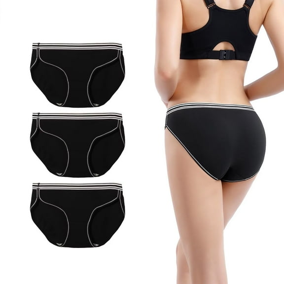 Yunleeb Cotton Panties for Women Mid-High Waisted Underwear Full Coverage Hipster Panties for Women (S~XL) Black L