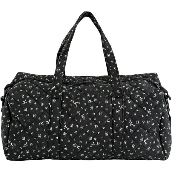 Sunyuer Coquette Floral Cotton Boston Tote Bag, Women’s Quilted Puffy Shoulder Travel Bag, Trendy Large Capacity Fall Purse