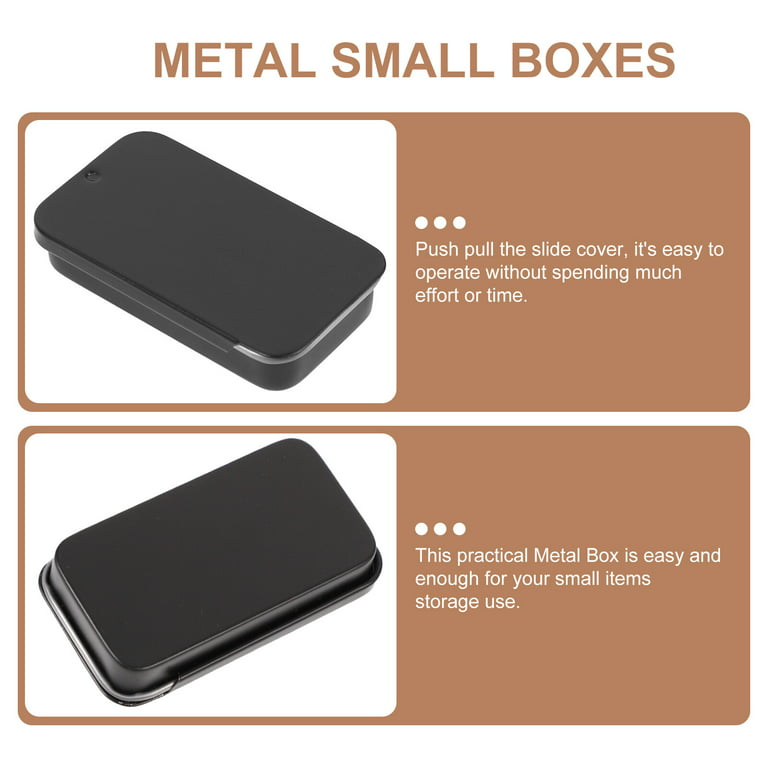 Homemaxs Small Candy Boxes 24pcs Small Metal Boxes Metal Boxes with Lids Portable Iron Boxes Push Style Balm Storage Boxes, Size: 15x10x8CM