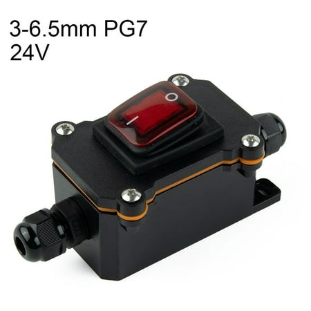 

RANMEI Waterproof Switch Red With Light Waterproof 220V 24V 25A 4 Feet 2 Gears