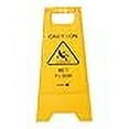 thumbnail image 3 of Restaurantware RW Clean 11.8 x 2 x 24.4 Inch Wet Floor Sign 1 Double-Sided Caution Sign - Built-In Handle Foldable Yellow Plastic Cleaning Signs For Commercial Use, 3 of 4