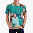 thumbnail image 3 of Balery Cool Dino Playing Skateboard Printed Men’s Short Sleeve Polo Shirt, Midweight Men's Shirt,Golf Polo shirts -Large, 3 of 9