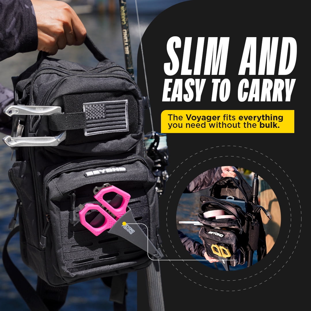 Beyond Fishing Tackle Backpack- The Voyager Tactical Fishing Storage Bag - Lightweight & Compact Bag For Fishing