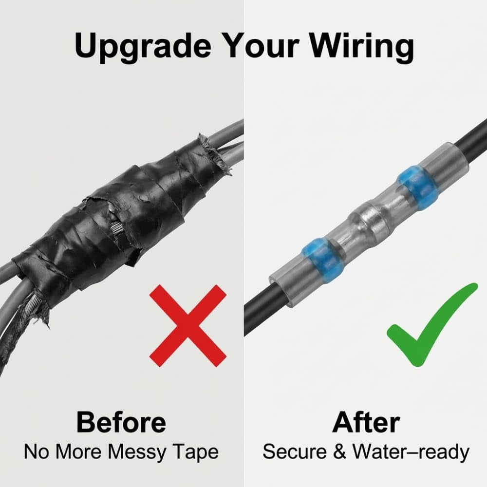 Waterproof Solder Seal Wire Connectors Kit, Electrical Insulated Wire Splice Heat Shrink Wire Connectors with 4 Gauges (12-10, 16-14, 22-18, 26-24 Awg) (250 Pcs)
