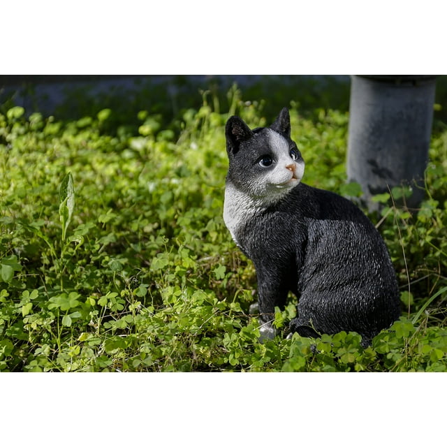 Estatua de Jardín Gato Negro Hi-Line Gift Ltd. de Poliresina