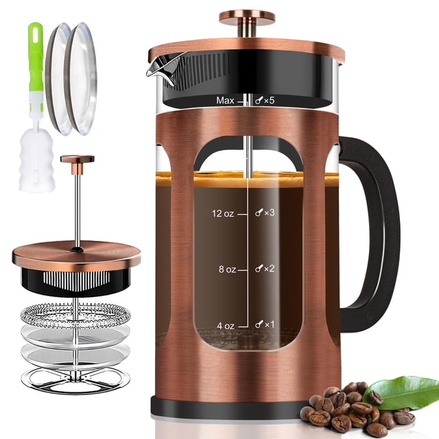 Cafetera francesa YMMIND, 600 ml, 3-4 tazas con 4 filtros