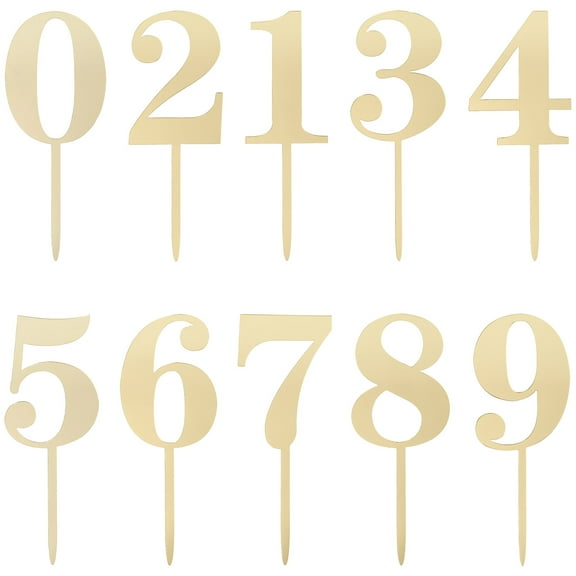 RUNROTOO 20Pcs Number Cake Toppers Numbers 0-9 Acrylic for Birthdays Anniversaries Graduations Decorations