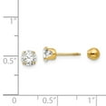 thumbnail image 4 of Finest Gold 5 mm 14K Yellow Gold Madi K Polished Reversible Cubic Zirconia & Ball Earrings, Pair, 4 of 6