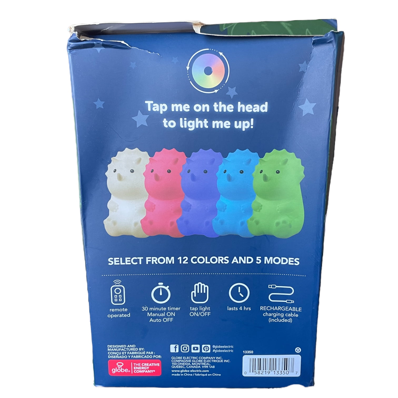Globe Electric Dinosaur Duo Multicolor Changing LED Silicone Night Light