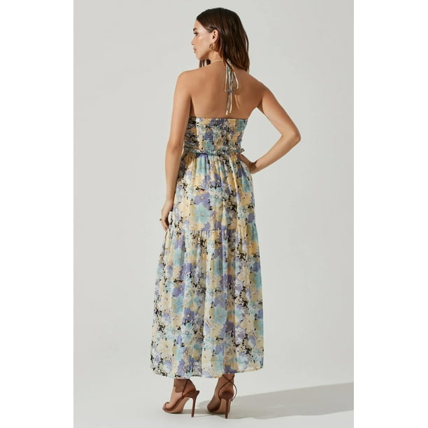 ASTR The Label Women's Rozina Blue Green Floral Cutout Lined Maxi Dress  (X-Large, Blue Green Floral) - Walmart Business Supplies
