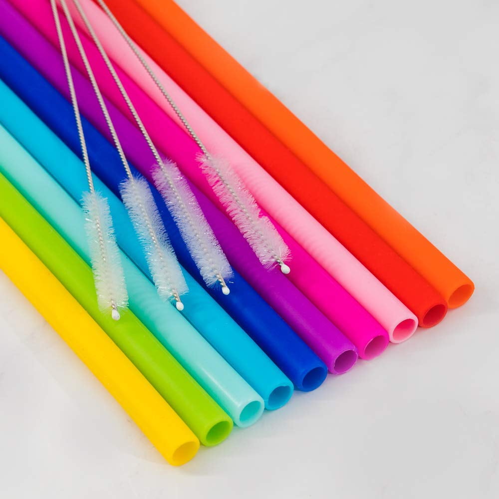 Big Reusable Straws 10Pcs Silicone Straws Extra Long for Yeti/Rtic