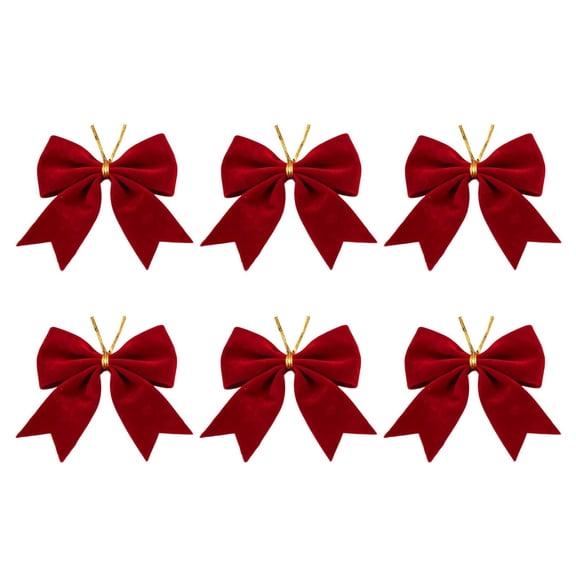 YuanGuangQ 6PC Velvet Christmas Bows, Festive Fabric Decorative Ornament for Tree or Wreath, for Holiday Season Gift Wrapping, Festive Party Decor Setup, Winter Home Atmosphere Enhancement