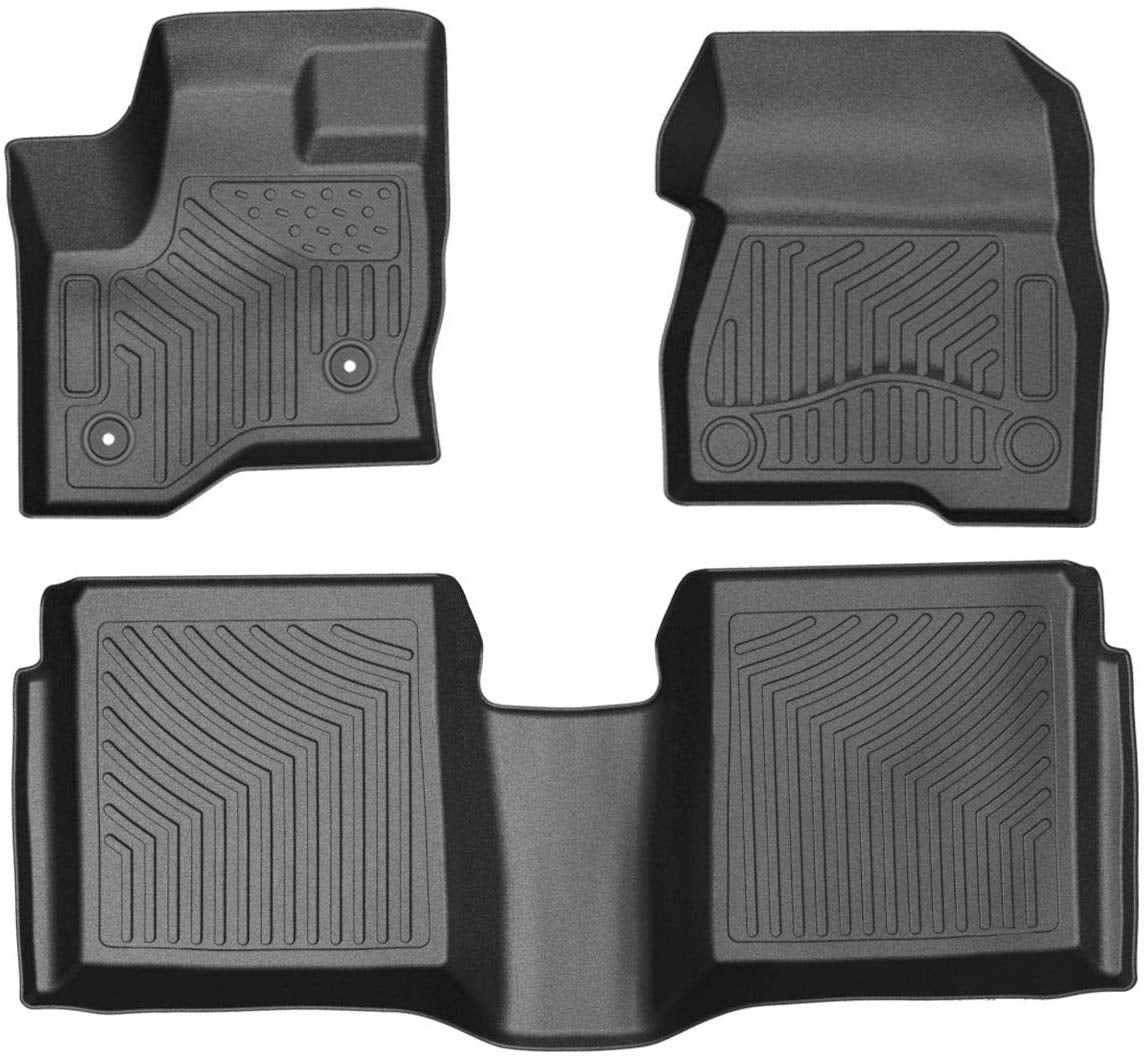 Full Set Liners Unique Black TPE All-Weather Guard Includes 1st and 2nd Row: Front Rear oEdRo Floor Mats Compatible for 2015-2019 Ford Edge 