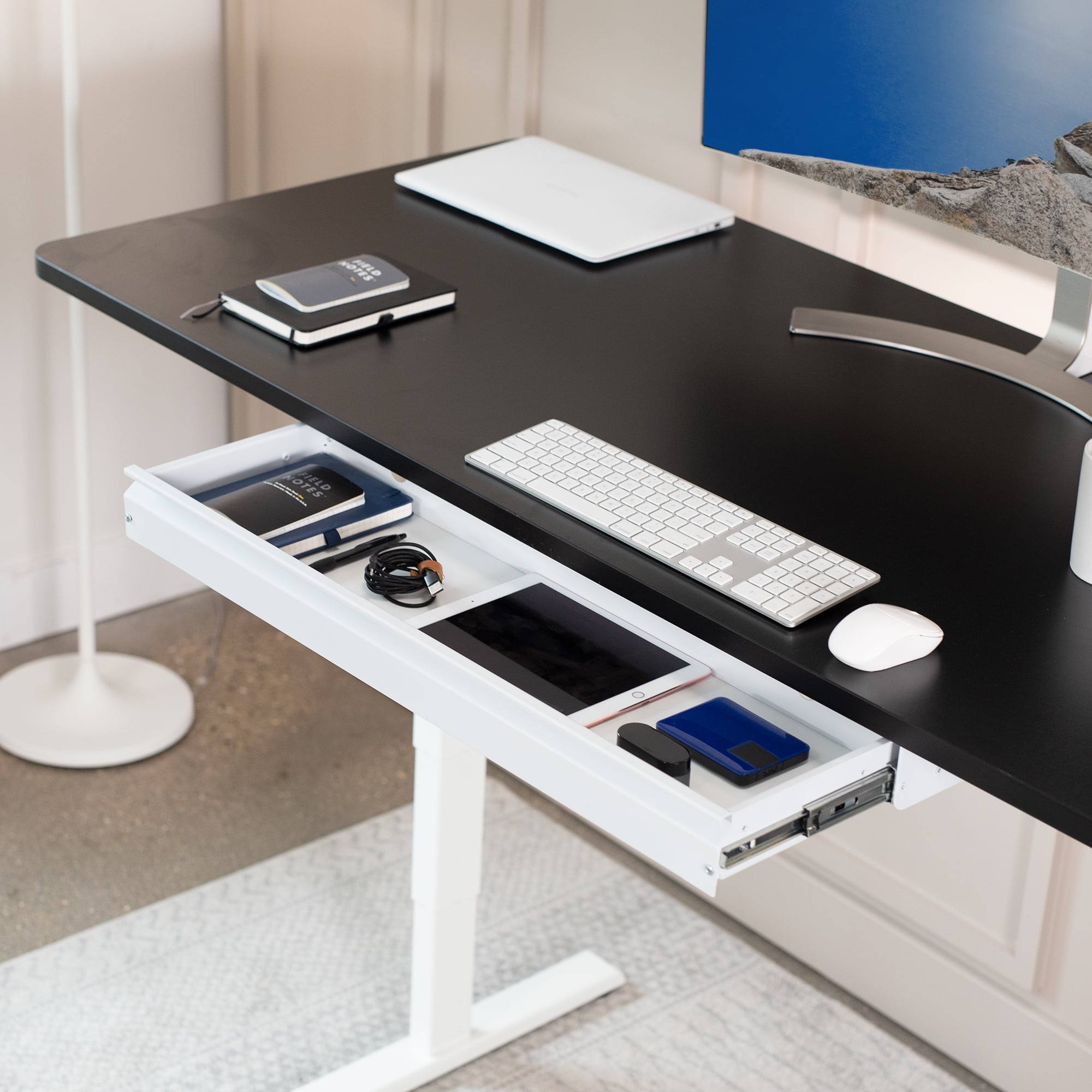 vivo Black Extra Large 33 inch Under Desk Pull Out Storage Drawer for Desk