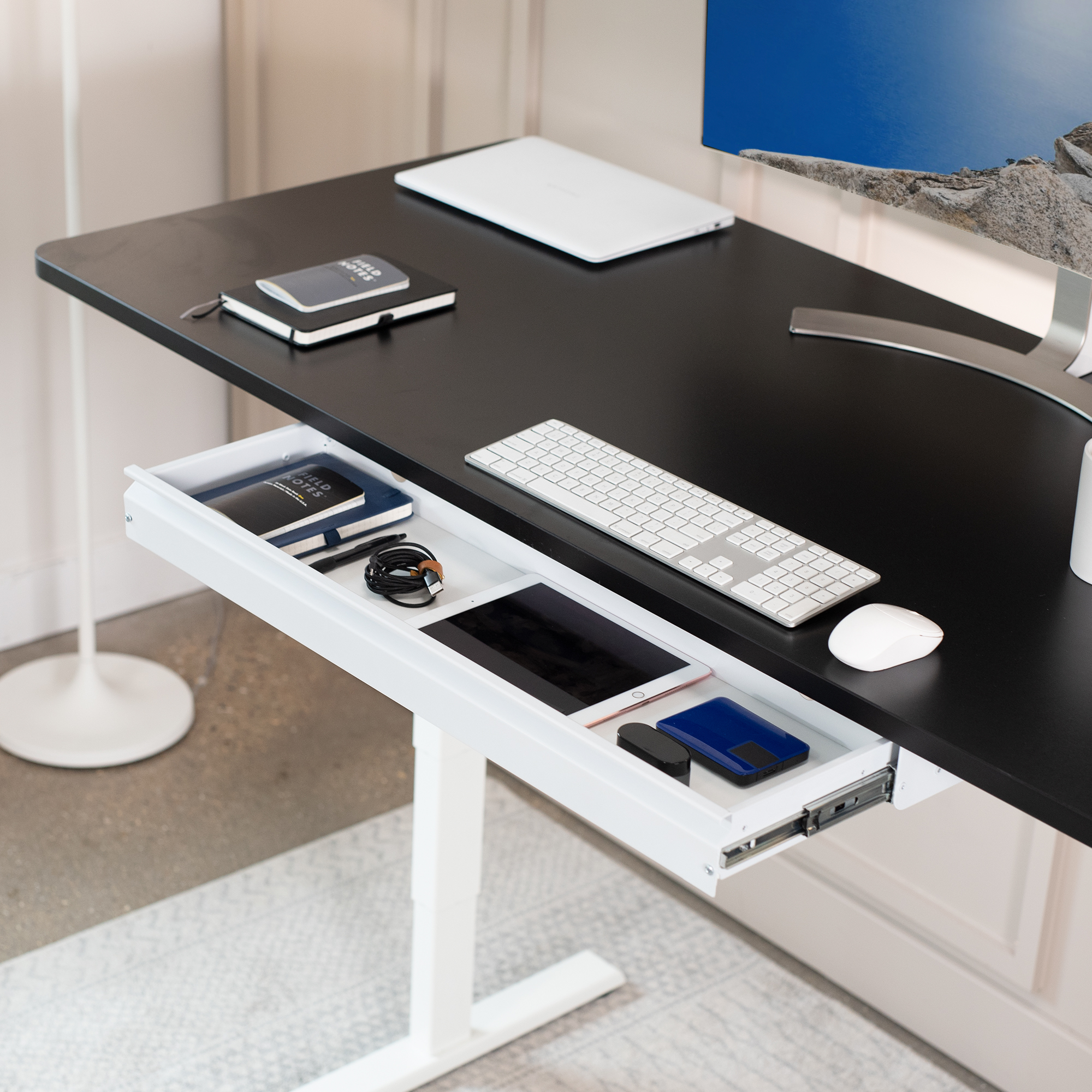 VIVO White Extra Large 33 inch Under Desk Pull Out Storage Drawer for Desk