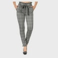 thumbnail image 4 of Women's High Waisted Pants Plaid Paper Bag Waist Side Pockets Waist Tie Bottoms, Grey 01, S, 4 of 4