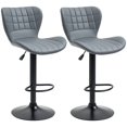thumbnail image 1 of HOMCOM Bar Stools Set of 2, Adjustable Height Swivel Bar Chairs, PU Leather Upholstered Kitchen Counter Stools with Wide Seat, Back and Footrest, Grey, 1 of 10