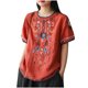 thumbnail image 1 of Vestidos Casuales Para Mujer, Blusas De Mujer De Moda Camiseta bordada de lino para mujer, holgada, holgada, de gran tamaño, versátil, de manga corta y cuello redondo., 1 of 4