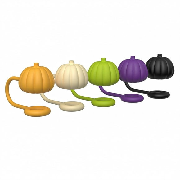 Tumbler with Lid and Straw 5Pcs Fall Straw Cover Cap Orange Pumpkin Reusable Straw Topper Thanksgiving 10Mm/0.4In Straw Lid Protector for 30/40 Tumbler Cup Tumblers with Lids and Straws