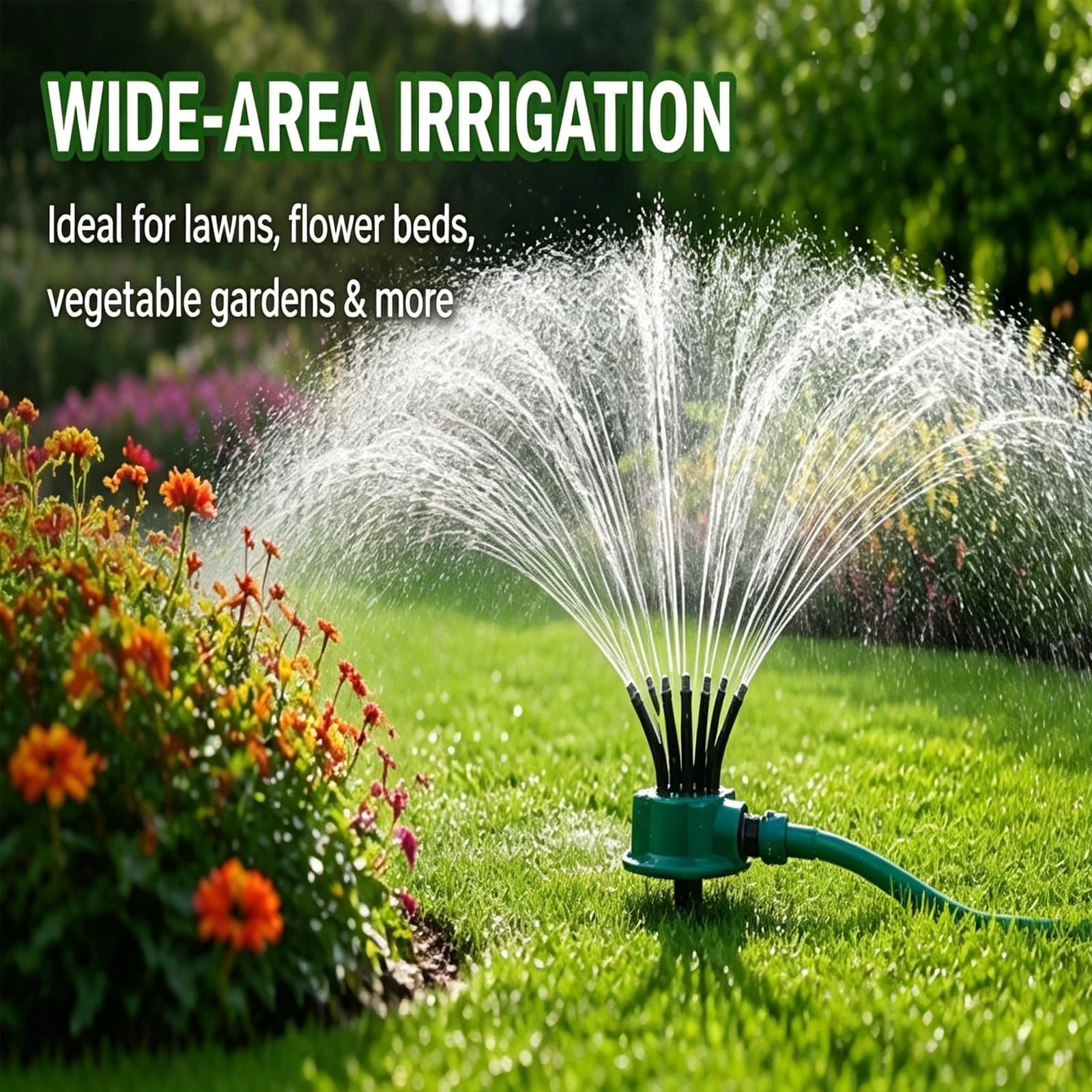 360° Coverage Precision Garden Irrigation Sprinkler with Heavy-Duty Spike Base, Automatic Rotating Lawn Sprinkler, for Yard, Lawn Sprinkler